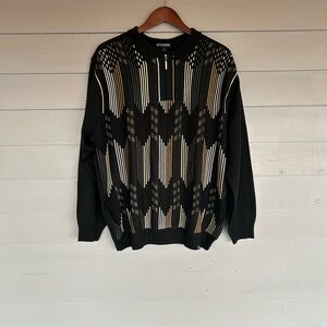 Stacy Adams Black and Gold Striped Sweater